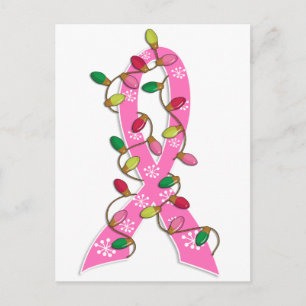 Breast Cancer jul Ljus Ribbon Helg Vykort