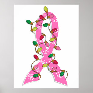 Breast Cancer jul Ljus Ribbon Poster