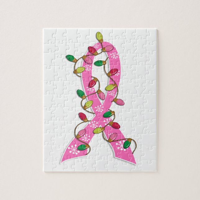 Breast Cancer jul Ljus Ribbon Pussel (Vertikal)