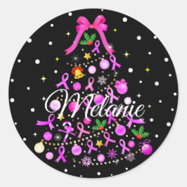 Breast Cancer Julgran Runt Klistermärke