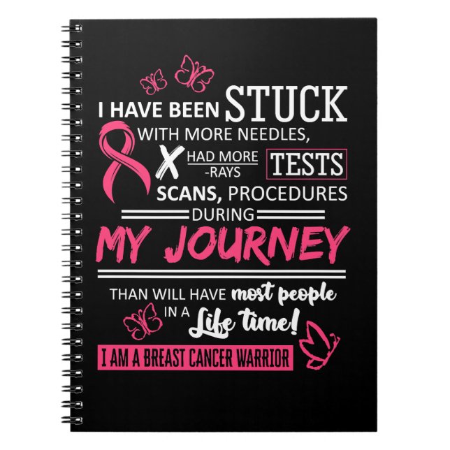 Breast Cancer min resa är jag ett väktarband för r Anteckningsbok (Framsidan)