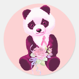 Breast Cancer Panda Bear Runt Klistermärke