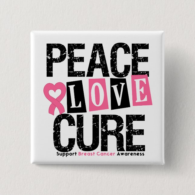 Breast Cancer Peace Kärlek Cure Knapp (Framsida)