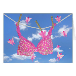 Breast Cancer Pink Ribbon Bra Hälsningskort