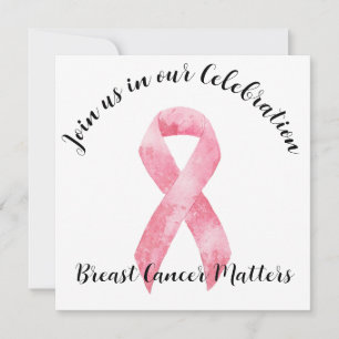 Breast Cancer Pink Ribbon End of Chemo Party Inbjudningar