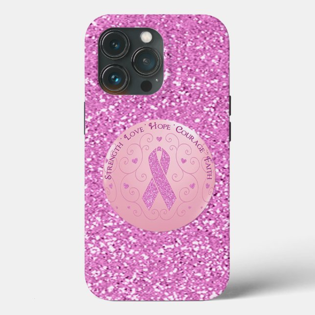 Breast Cancer Pink Ribbon Glitter (Baksida )