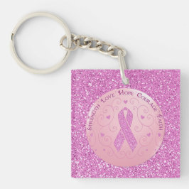 Breast Cancer Pink Ribbon Glitter Nyckelring
