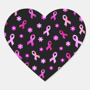 Breast Cancer Pink Ribbon Hjärtformat Klistermärke