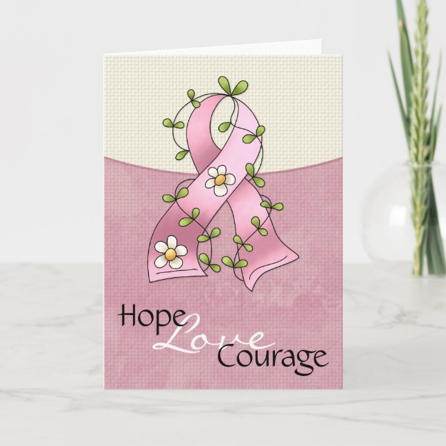 Breast Cancer Pink Ribbon Hope Kärlek Courcard 2 Kort (Framsida)