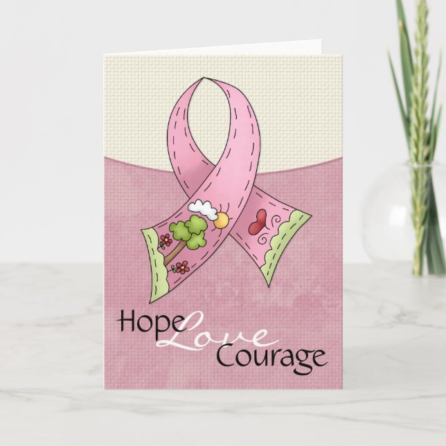 Breast Cancer Pink Ribbon Hope Kärlek-kurskort Kort (Framsida)