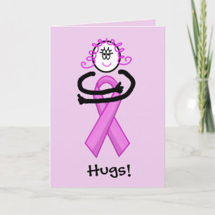 Breast Cancer Pink Ribbon Hug Greeting Card Kort