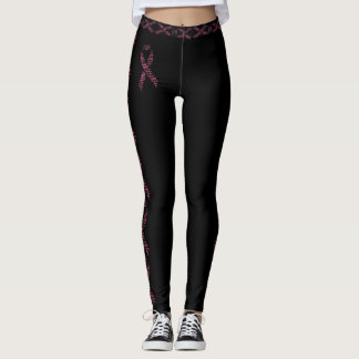 Breast Cancer Pink Ribbon Kärlek Faith Cure Black Leggings
