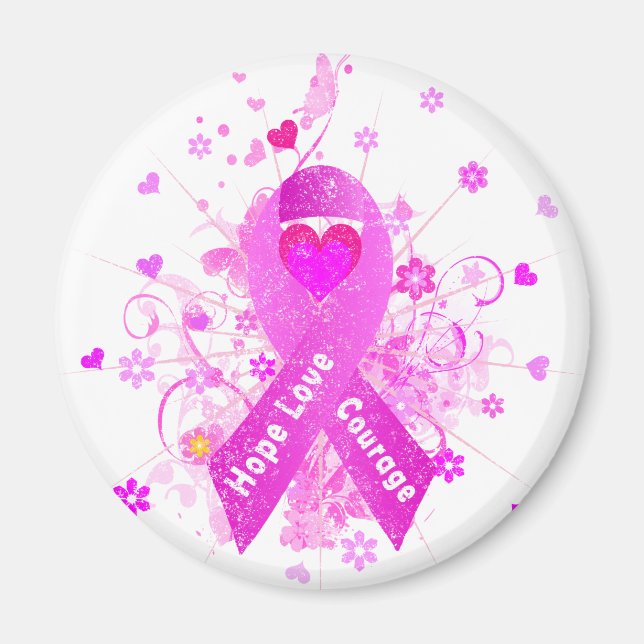 Breast Cancer Pink Ribbon Magnet (Framsidan)