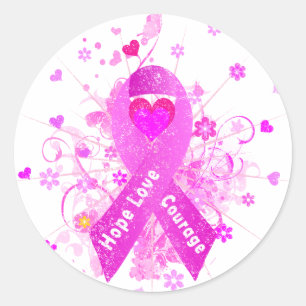 Breast Cancer Pink Ribbon Runt Klistermärke