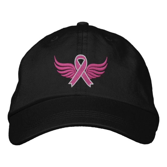 Breast Cancer Pink Ribbon Vingar Broderad Keps (Framsida)