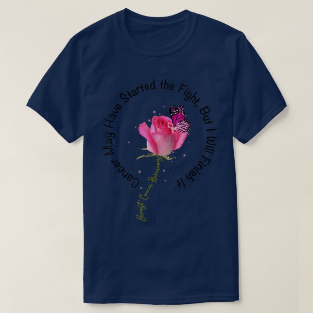 Breast Cancer Quote Ro Butterfly Rosa Ribbon Mot T Shirt (Design framsida)