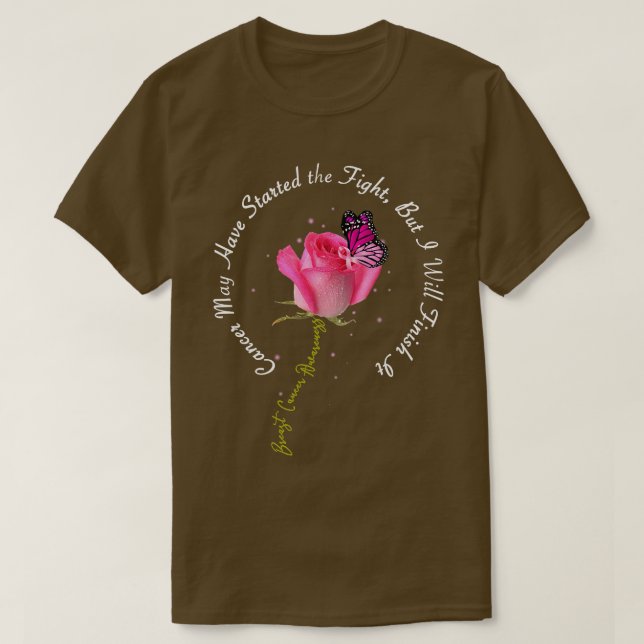 Breast Cancer Quote Ro Butterfly Rosa Ribbon Mot T Shirt (Design framsida)