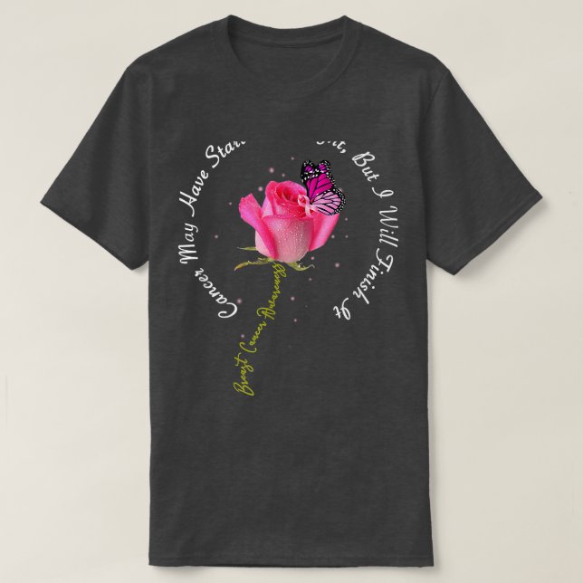 Breast Cancer Quote Ro Butterfly Rosa Ribbon Mot T Shirt (Design framsida)