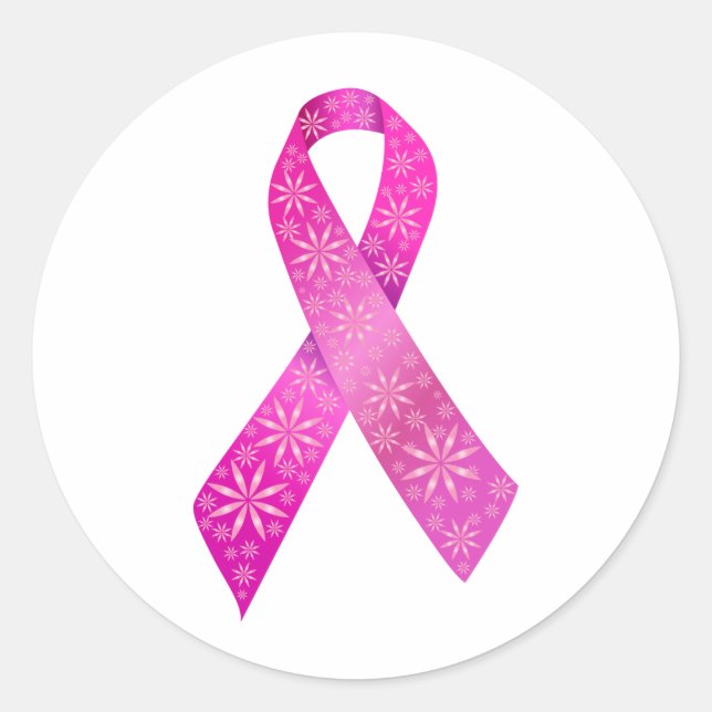 Breast Cancer Ribbon Runt Klistermärke (Framsida)
