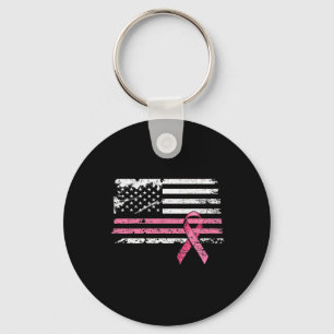 Breast Cancer Shirt American Flagga Breast Cancer Nyckelring