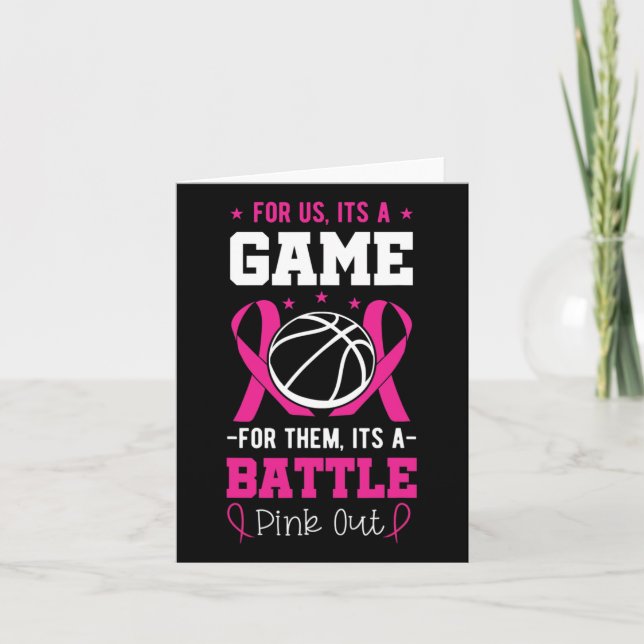 Breast Cancer Sketll Player Coach Rosa Ribbon Awar Kort (Framsida)