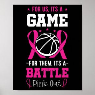Breast Cancer Sketll Player Coach Rosa Ribbon Awar Poster