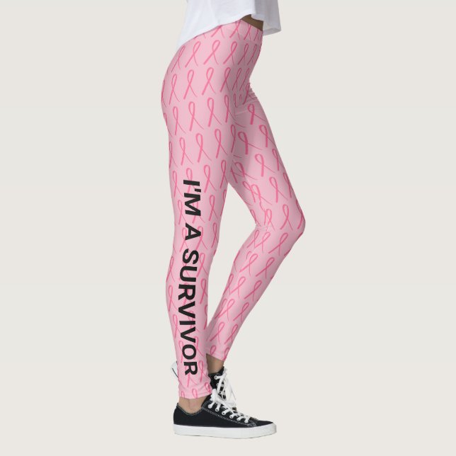 Breast Cancer Springa Dubblan Ditt namn Sid Rosa R Leggings (Höger)