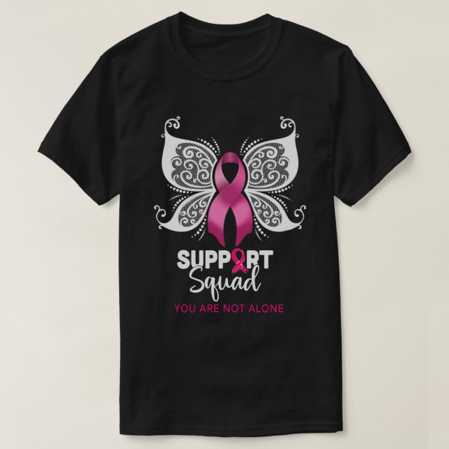 Breast cancer Support Squad  pink ribbon with butt T Shirt (Design framsida)