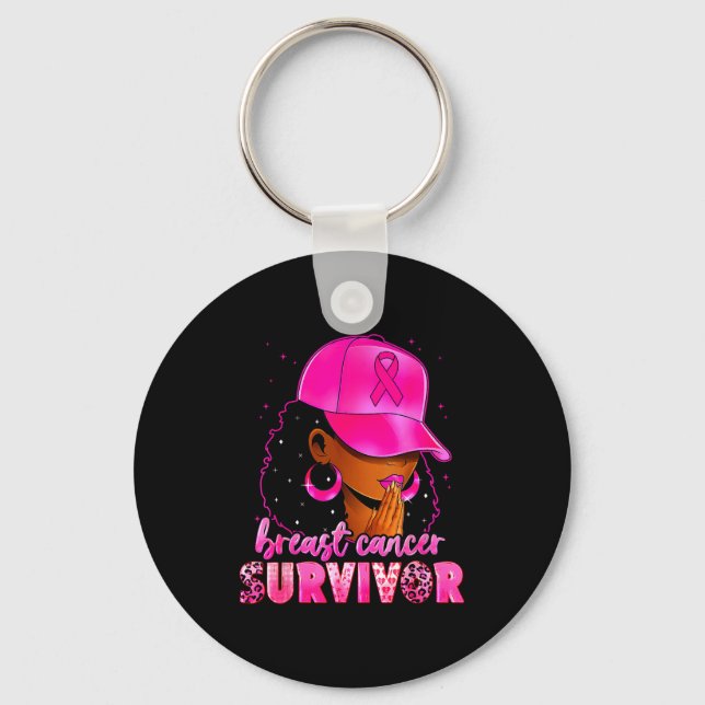 Breast Cancer Survivor Black Women Afro African Ch Nyckelring (Framsida)