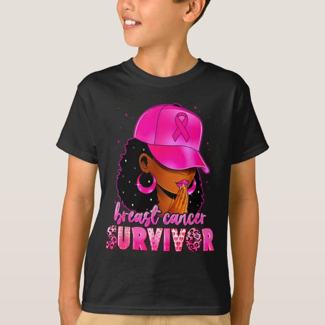 Breast Cancer Survivor Black Women Afro African Ch T Shirt (Framsida)