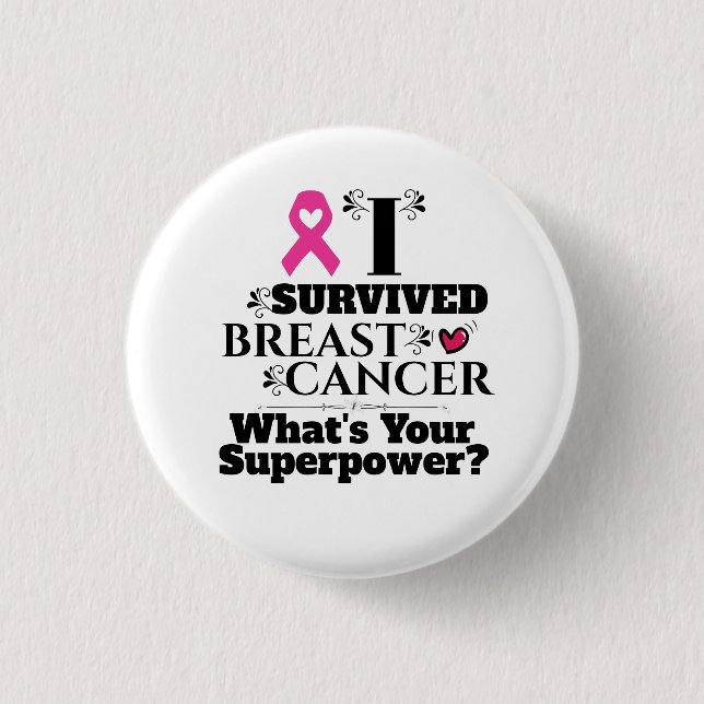Breast cancer survivor pink ribbon superpower knapp (Framsida)