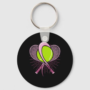 Breast Cancer Tennis Ll Racket Rosa Ribbon Mammogr Nyckelring