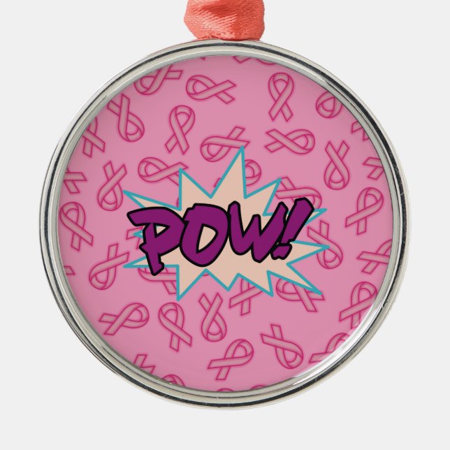 Breast Cancer Toppen Hero Julgransprydnad Metall (Framsidan)