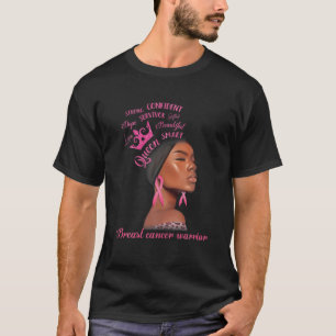 Breast Cancer Warrior Queen Black Woman Rosa Ribbo T Shirt
