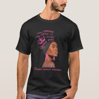 Breast Cancer Warrior Queen Black Woman Rosa Ribbo T Shirt
