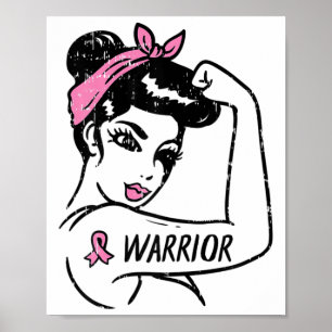 Breast Cancer Warrior Rosie Riveter Rosa Kvinnor Poster