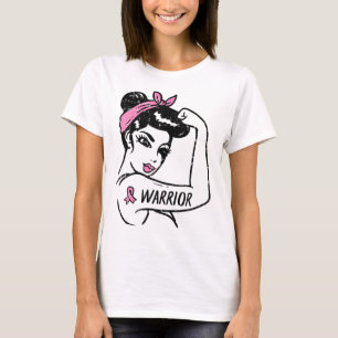 Breast Cancer Warrior Rosie Riveter Rosa Kvinnor T Shirt