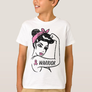 Breast Cancer Warrior Rosie Riveter Rosa Kvinnor T Shirt
