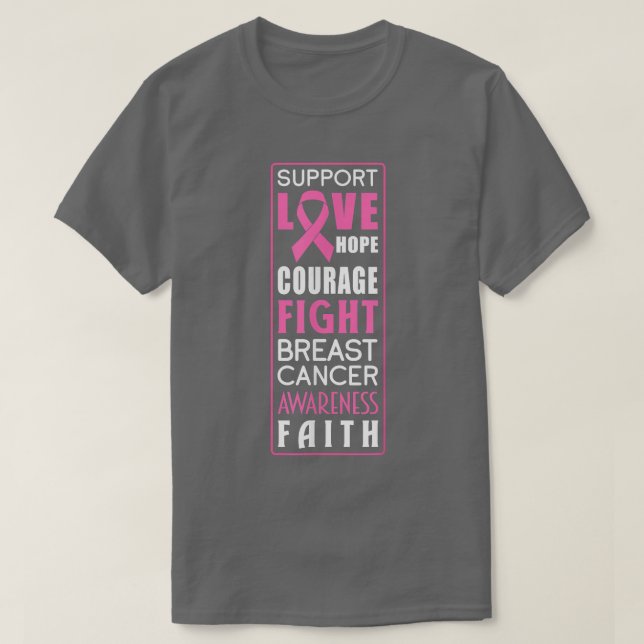 Breast Cancer Warrior Support Kärlek Hope Courage  T Shirt (Design framsida)