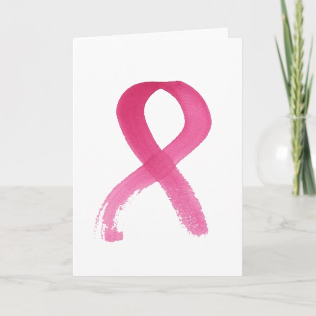 Breast Cancer Watercolor Ribbon Card Kort (Framsida)