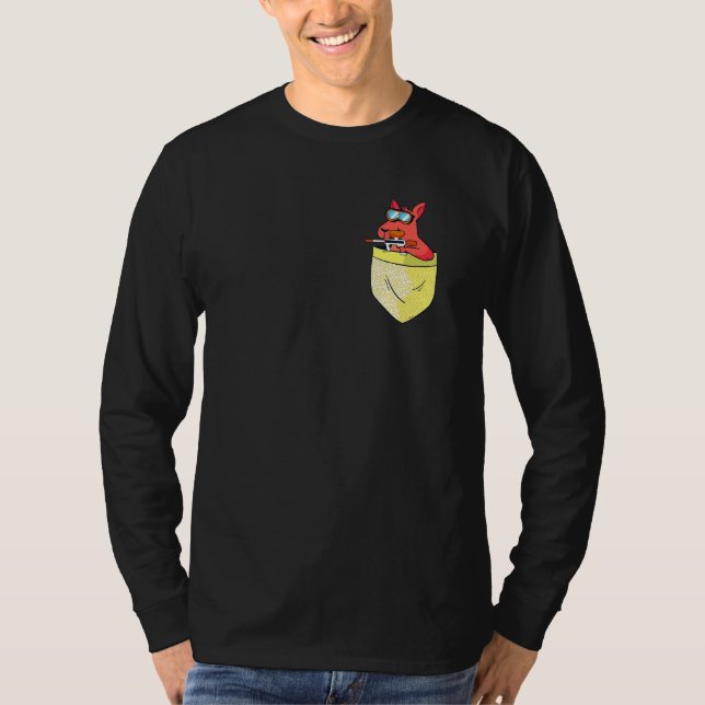 Breast Pocket Funny Kangaroo Paintball T Shirt (Framsida)