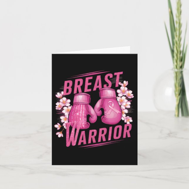 Breast Warrior Boxing Glove Breast Cancer Awarenes Kort (Framsida)