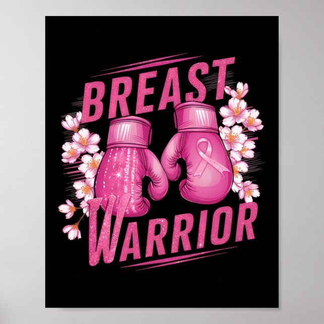 Breast Warrior Boxing Glove Breast Cancer Awarenes Poster (Framsidan)