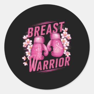 Breast Warrior Boxing Glove Breast Cancer Awarenes Runt Klistermärke