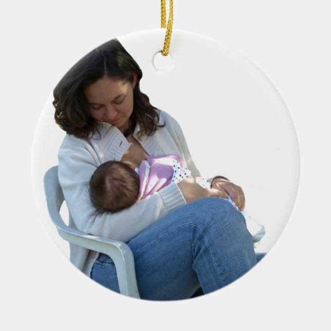 Breastfeeding för kvinna julgransprydnad keramik (Framsidan)