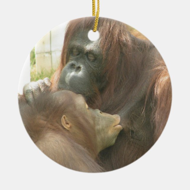 Breastfeeding för Orangutan Julgransprydnad Keramik (Framsidan)