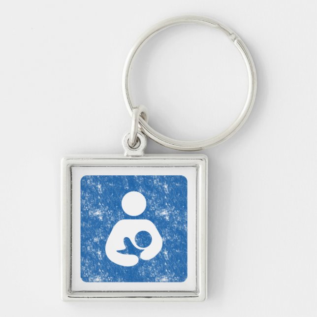 Breastfeeding struktur för symbolsboktryckstil fyrkantig silverfärgad nyckelring (Framsidan)