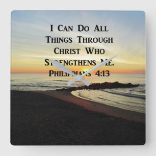 BREATACKANDE FILIPPIANER 4:13 SCRIPTURE VERSE FYRKANTIG KLOCKA