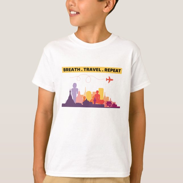 BREATH TRAVEL REPEAT: Thailand Berömd Landmark Des T Shirt (Framsida)
