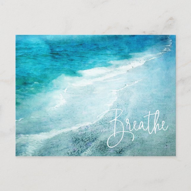 Breathe Beach Quote Teal Blue Ocean-citat Vykort (Framsida)